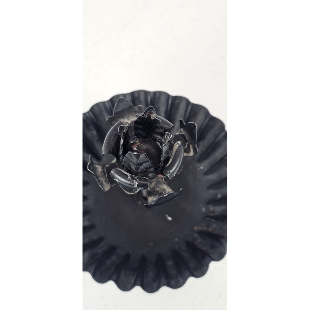 Vintage Black Metal Toleware Chamberstick Candle‎ Holder Primitive Decor Rustic - Picture 3 of 7